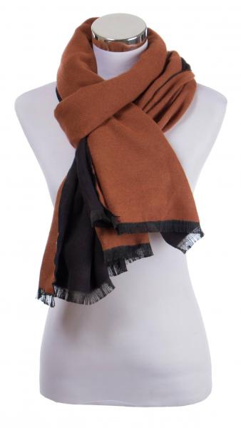 Shawl Scarf 70% Viscos 30% PES Flannel fleecy 195X65cm Melange Jacquard Uni-Color Black Camel